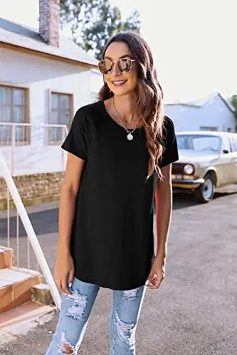 Newchoice Women's Casual Batwing Long Sleeve T Shirt Round Neck Basic Loose Tunic Tops - 4