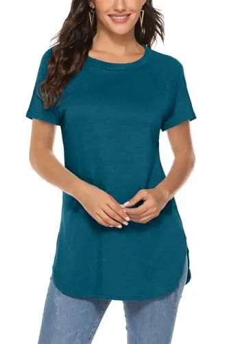 Newchoice Women's Casual Batwing Long Sleeve T Shirt Round Neck Basic Loose Tunic Tops 