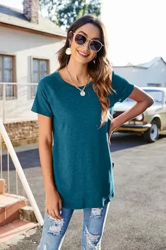 Newchoice Women's Casual Batwing Long Sleeve T Shirt Round Neck Basic Loose Tunic Tops - NEWCHOICE (1)