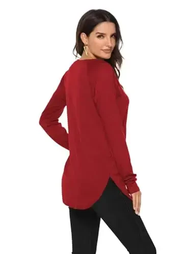 Newchoice Women's Casual Batwing Long Sleeve T Shirt Round Neck Basic Loose Tunic Tops - 3