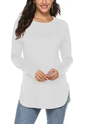 Newchoice Women's Casual Batwing Long Sleeve T Shirt Round Neck Basic Loose Tunic Tops - 1