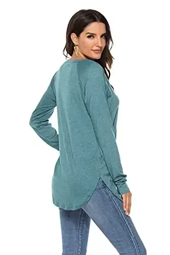 Newchoice Women's Casual Batwing Long Sleeve T Shirt Round Neck Basic Loose Tunic Tops - 4