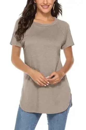 Newchoice Women's Casual Batwing Long Sleeve T Shirt Round Neck Basic Loose Tunic Tops - NEWCHOICE