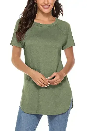 Newchoice Women's Casual Batwing Long Sleeve T Shirt Round Neck Basic Loose Tunic Tops - NEWCHOICE