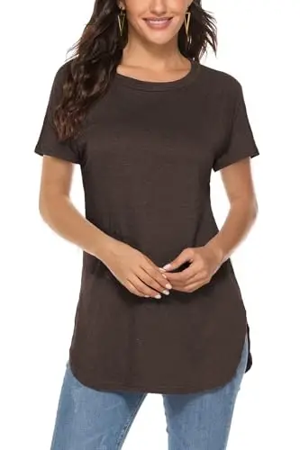 Newchoice Women's Casual Batwing Long Sleeve T Shirt Round Neck Basic Loose Tunic Tops 