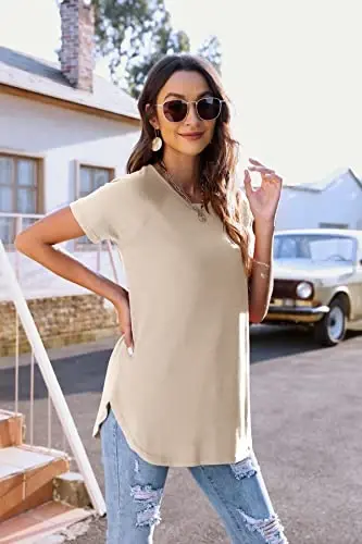 Newchoice Women's Casual Batwing Long Sleeve T Shirt Round Neck Basic Loose Tunic Tops - 2