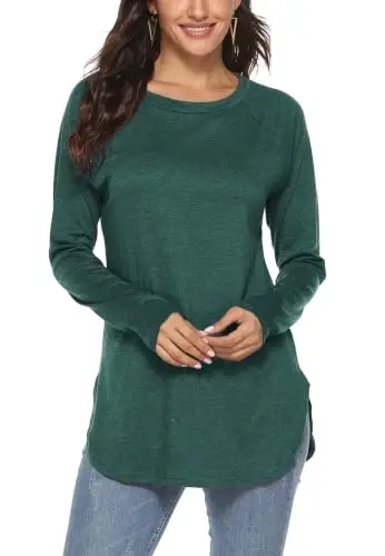 Newchoice Women's Casual Batwing Long Sleeve T Shirt Round Neck Basic Loose Tunic Tops 