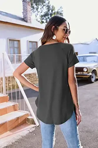 Newchoice Women's Casual Batwing Uzun Yengli Futbolka Dumaloq Bo'yin Asosiy Bo'sh Tunika Toplar - 3