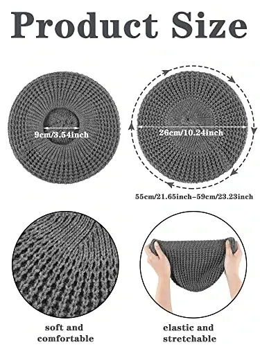 Newcotte 3 Pcs Soft Slouchy Crochet Beret Chic Cutout Beret Hats for Women Lightweight Knit Beanie Caps for Women (Black, Gray, Khaki) - 3