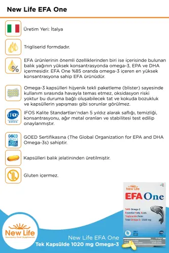 Efa One 45 Kapsül Balık Yağı 1020 Omega 3 - 2