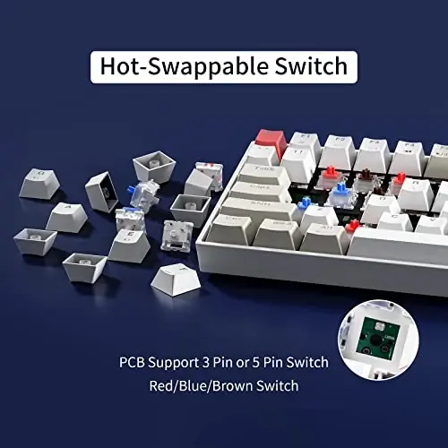 Newmen GM1000 simsiz mexanik oʻyin klaviaturasi, Bluetooth 5.0/2.4GHz/USB-C Hot Swappable Custom klaviatura, RGB yoritgichli mexanik klaviaturalar Mac/Win uchun (G-Red Switch) raqamli panel bilan - 4