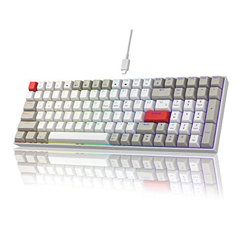 Newmen GM1000 Simsiz Mexanik O'yin Klaviaturasi, Bluetooth 5.0/2.4GHz/USB-C Issiq almashtiriladigan Maxsus Klaviatura, RGB Orqa Yoritilgan Mexanik Klaviatura Raqamli Panel bilan Mac/Win Uchun (Gateron Brown Kalitlari) - NEWMEN