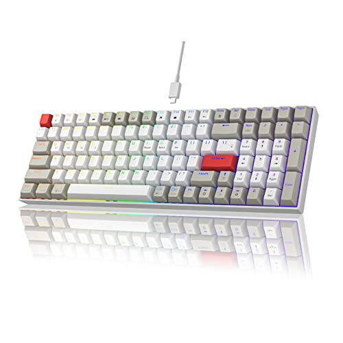 Newmen GM1000 Simsiz Mexanik O'yin Klaviaturasi, Bluetooth 5.0/2.4GHz/USB-C Issiq almashtiriladigan Maxsus Klaviatura, RGB Orqa Yoritilgan Mexanik Klaviatura Raqamli Panel bilan Mac/Win Uchun (Gateron Brown Kalitlari) - 1