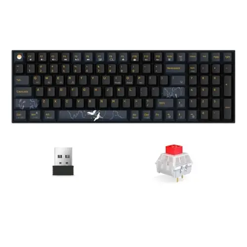 Newmen GM1000 Wireless Mechanical Gaming Keyboard,Bluetooth 2.4G/Wired Hot Swappable Custom Keyboard,RGB Backlit Mechanical Keyboards for with Number Pad for Mac/Win(Blueblack Keycaps-Box Red Switch) - 1