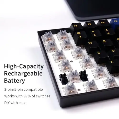 Newmen GM1000 Wireless Mechanical Gaming Keyboard,Bluetooth 2.4G/Wired Hot Swappable Custom Keyboard,RGB Backlit Mechanical Keyboards with Num Pad for Mac/Win (Blueblack Keycaps-G Silver Switch) - 3