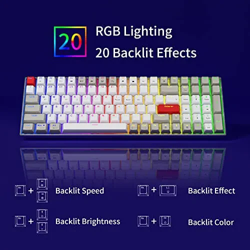 Newmen GM1000 Wireless Mechanical Gaming Keyboard,Bluetooth 5.0/2.4GHz/USB-C Hot Swappable Custom Keyboard,RGB Backlit Mechanical Keyboard for with Number Pad for Mac/Win（Gateron Brown Switches） - 3