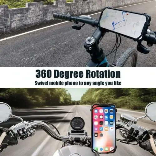 newppon Bike Phone Mount - Universal Silicone Cellphone Holder - Adjustable Road Mountain Bicycle Handlebar Rack Clamp Accessories for iPhone 17 16 15 14 13 Pro Max Plus Air for Scooter Stroller - 3