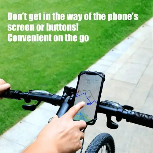 newppon Bike Phone Mount - Universal Silicone Cellphone Holder - Adjustable Road Mountain Bicycle Handlebar Rack Clamp Accessories for iPhone 17 16 15 14 13 Pro Max Plus Air for Scooter Stroller - 5