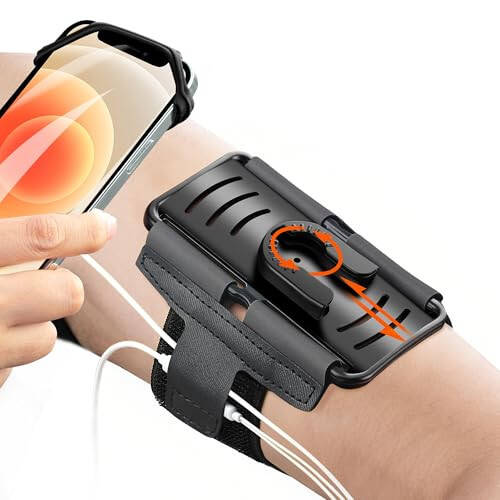 Newppon Cell Phone Running Armband - Detachable & 360° Rotatable Universal Cellphone Arm Band for iPhone 17 16 15 14 13 Pro Max Plus Samsung Galaxy Note S24 S23 for Workout Exercising Walking Jogging - 2