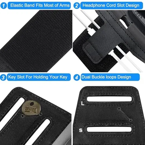 Newppon Cell Phone Running Armband - Detachable & 360° Rotatable Universal Cellphone Arm Band for iPhone 17 16 15 14 13 Pro Max Plus Samsung Galaxy Note S24 S23 for Workout Exercising Walking Jogging - 5