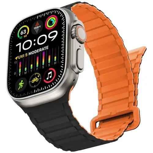 NewWays Magnetic Band for Apple Watch Bands Ultra 3 49mm 46mm 45mm 44mm for Men, Sport Loop Silicone Strap Magnet Link Wristband for iWatch Series 11 10 9 8 7 6 5 4 - 1