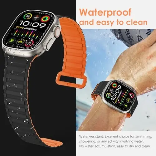 NewWays Magnetic Band for Apple Watch Bands Ultra 3 49mm 46mm 45mm 44mm for Men, Sport Loop Silicone Strap Magnet Link Wristband for iWatch Series 11 10 9 8 7 6 5 4 - 4