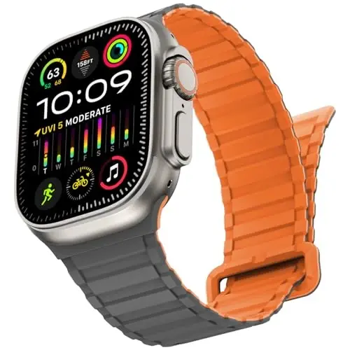 NewWays Magnetic Band for Apple Watch Bands Ultra 3 49mm 46mm 45mm 44mm for Men, Sport Loop Silicone Strap Magnet Link Wristband for iWatch Series 11 10 9 8 7 6 5 4 - 1