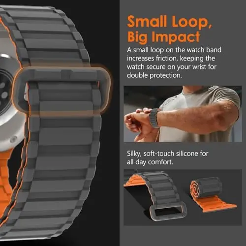 NewWays Magnetic Band for Apple Watch Bands Ultra 3 49mm 46mm 45mm 44mm for Men, Sport Loop Silicone Strap Magnet Link Wristband for iWatch Series 11 10 9 8 7 6 5 4 - 3