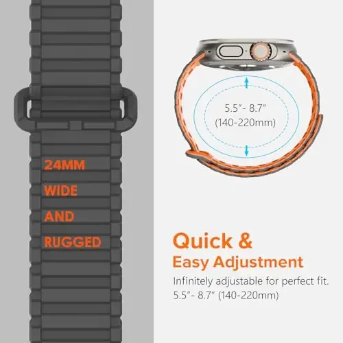 NewWays Magnetic Band for Apple Watch Bands Ultra 3 49mm 46mm 45mm 44mm for Men, Sport Loop Silicone Strap Magnet Link Wristband for iWatch Series 11 10 9 8 7 6 5 4 - 5