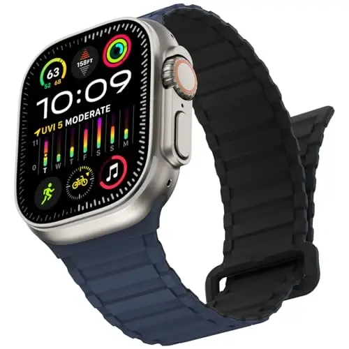 NewWays Magnetic Band for Apple Watch Bands Ultra 3 49mm 46mm 45mm 44mm for Men, Sport Loop Silicone Strap Magnet Link Wristband for iWatch Series 11 10 9 8 7 6 5 4 - 1