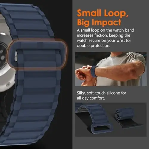 NewWays Magnetic Band for Apple Watch Bands Ultra 3 49mm 46mm 45mm 44mm for Men, Sport Loop Silicone Strap Magnet Link Wristband for iWatch Series 11 10 9 8 7 6 5 4 - 3