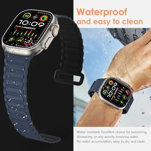 NewWays Magnetic Band for Apple Watch Bands Ultra 3 49mm 46mm 45mm 44mm for Men, Sport Loop Silicone Strap Magnet Link Wristband for iWatch Series 11 10 9 8 7 6 5 4 - 4