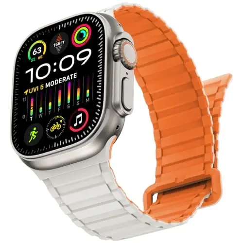 NewWays Magnetic Band for Apple Watch Bands Ultra 3 49mm 46mm 45mm 44mm for Men, Sport Loop Silicone Strap Magnet Link Wristband for iWatch Series 11 10 9 8 7 6 5 4 - 1