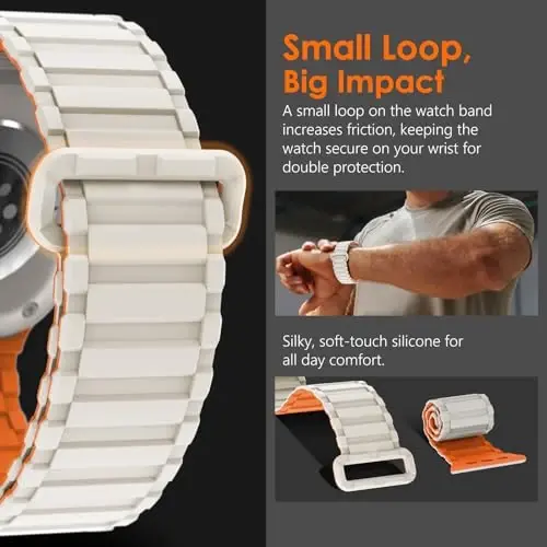 NewWays Magnetic Band for Apple Watch Bands Ultra 3 49mm 46mm 45mm 44mm for Men, Sport Loop Silicone Strap Magnet Link Wristband for iWatch Series 11 10 9 8 7 6 5 4 - 3
