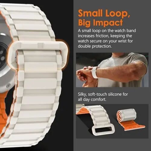 NewWays Magnetic Band for Apple Watch Bands Ultra 3 49mm 46mm 45mm 44mm for Men, Sport Loop Silicone Strap Magnet Link Wristband for iWatch Series 11 10 9 8 7 6 5 4 - 3