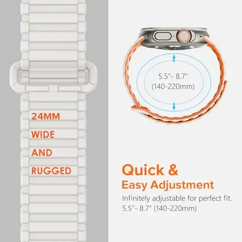 NewWays Magnetic Band for Apple Watch Bands Ultra 3 49mm 46mm 45mm 44mm for Men, Sport Loop Silicone Strap Magnet Link Wristband for iWatch Series 11 10 9 8 7 6 5 4 - 4