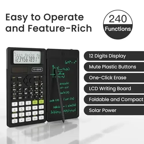 NEWYES Scientific Calculator for Students, 82 MS Foldable Science Calculator with Notepad for Middle and High School Supplies - 2