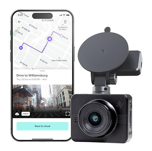 Nexar Beam GPS Dash Cam - 1 Yıl Nexar Uygulama Aboneliği Dahil - Sınırsız Bulut Depolama, Sürüş Kayıtları, Park Modu, Gece Görüşü, Hepsi Nexar Uygulaması İçinde - WiFi HD Ön Dash Cam (32 GB SD) - 1