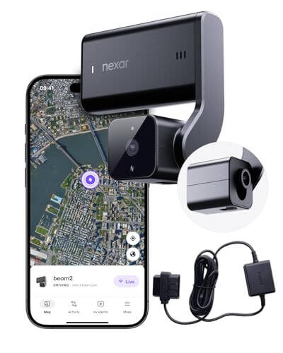 Nexar beam2 Dash Cam - 1 Year Nexar Connect Subscription Included - 2K QHD LTE Connected Unlimited Cloud Storage Live Streaming Parking Mode Night Vision - Front & Cabin Cam (128GB Internal Storage) - 1