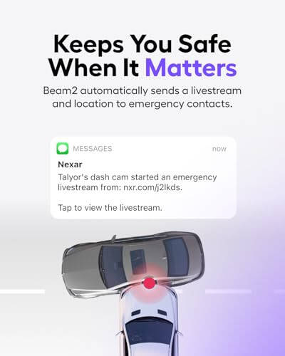 Nexar beam2 Dash Kam - 1 Yıllık Nexar Connect Aboneliği Dahil - 2K QHD LTE Bağlantılı Sınırsız Bulut Depolama Canlı Yayın Park Modu Gece Görüşü - Ön ve Kabin Kamı (128 GB Dahili Depolama) - 4