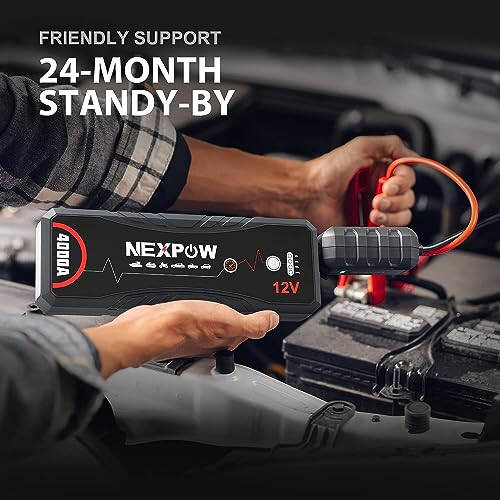 NEXPOW Araba Akü Şarj Cihazı, Araba Aküsü Şarj Cihazı 4000A Pik Q11 Paketi Tüm Benzin ve 10.0L Dizel Motorlar İçin 12V Oto Akü Destekleyici, Jumper Kabloları, LED Işık/USB QC3.0 ile Taşınabilir Lityum Şarj Kutusu - 5