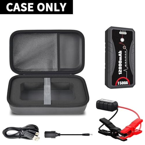 NEXPOW avto startteri uchun mos keladigan transport qutisi, 1500A maksimal kuchlanishli, 12800mAh batareyali Q10S/T11F startteri uchun, ko'chma avtomobil batareyasini zaryadlash va simlar uchun saqlash qutisi (faqat qutisi) - 2