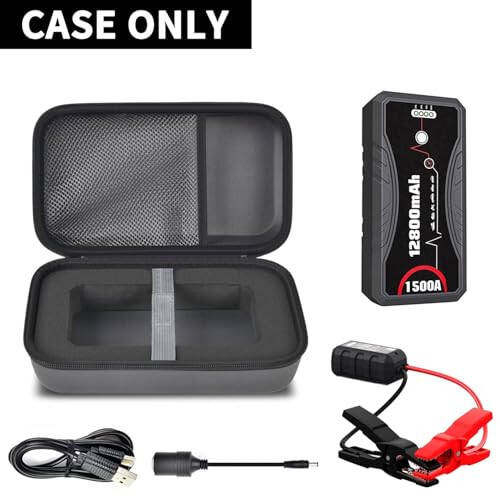 NEXPOW avto startteri uchun mos keladigan transport qutisi, 1500A maksimal kuchlanishli, 12800mAh batareyali Q10S/T11F startteri uchun, ko'chma avtomobil batareyasini zaryadlash va simlar uchun saqlash qutisi (faqat qutisi) - 2
