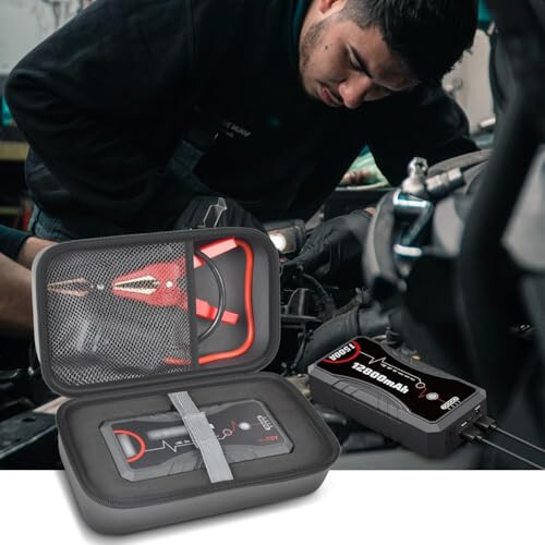 NEXPOW avto startteri uchun mos keladigan transport qutisi, 1500A maksimal kuchlanishli, 12800mAh batareyali Q10S/T11F startteri uchun, ko'chma avtomobil batareyasini zaryadlash va simlar uchun saqlash qutisi (faqat qutisi) - 6
