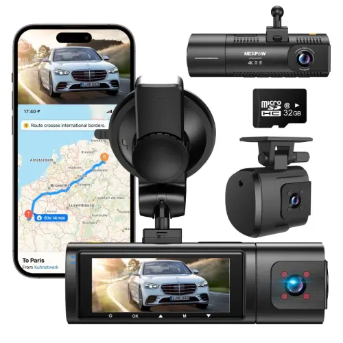 NEXPOW Dash Cam передняя и задняя, 4K/1080P Full HD Dash Camera со встроенным WiFi GPS, Super Night Vision, WDR, 24H Parking Mode, 32GB Card Included - 7