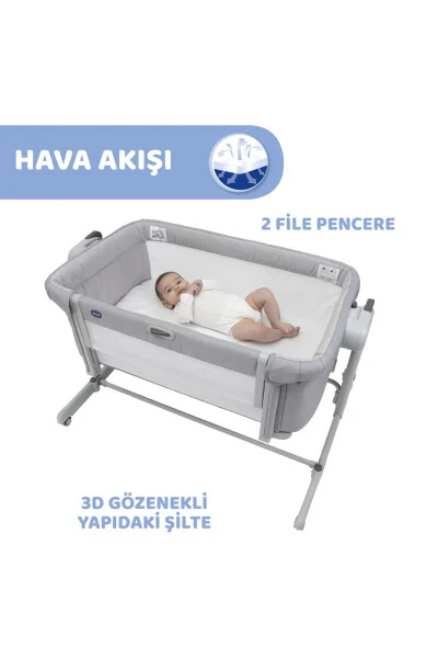Next2me Magic Evo Bedside Crib Grey Mist - 4