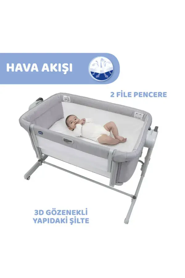 Next2me Magic Evo Bedside Crib Grey Mist - 4