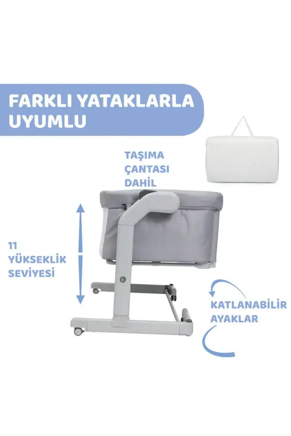 Next2me Magic Evo Bedside Crib Grey Mist - 5