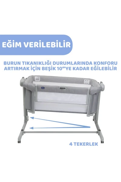 Next2me Magic Evo Bedside Crib Grey Mist - 6