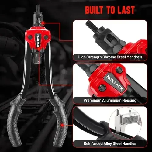 NEXTACK Perchin Gayka Asboblar To'plami, Qadamli Burg'u Uchi, 120 ta Gayka, Og'ir Yukga Bardoshli Perchin Asboblar To'plami, 8 SAE & Metrik Mandrel M5 M6 M8 M10 10-24 1/4-20 5/16-18 3/8-16, Tartibli Mustahkam G'ilof (NT700) - 4